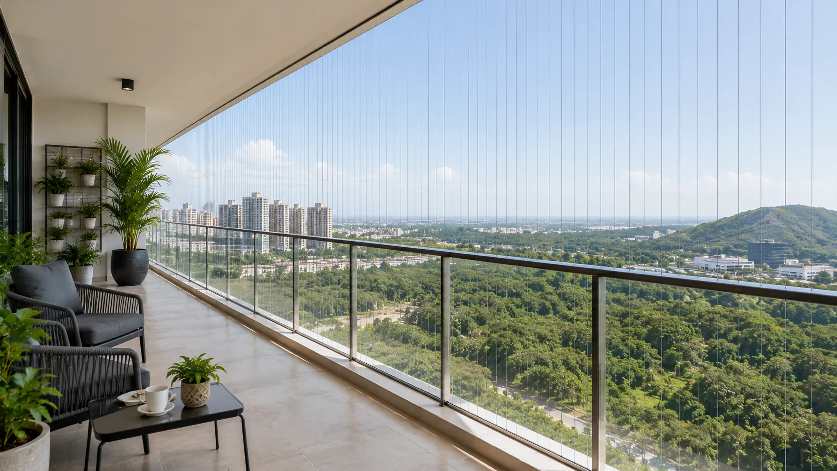 Balcony Invisible Grills with clear view